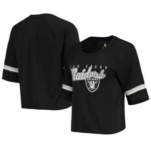 Las Vegas Raiders Womens Jrs XLarge Short Sleeve T-Shirt  Black Striped Sleeve